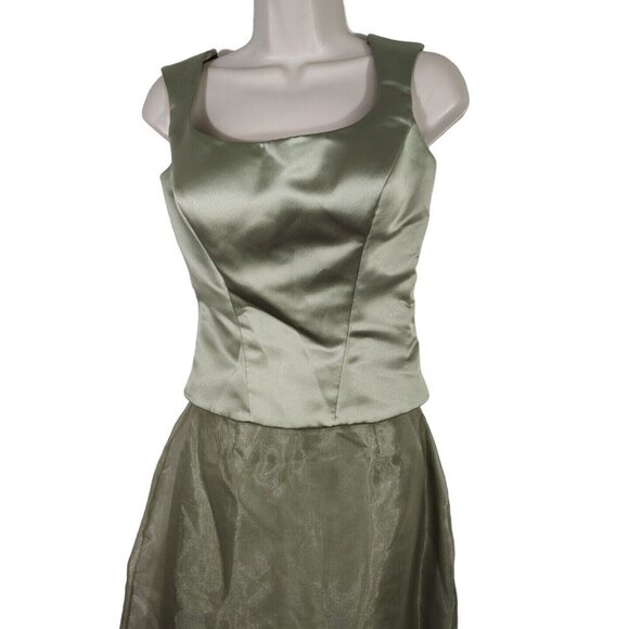 2 pc Bill Levkoff Green Sleeveless Formal Party Dress Gown Women Size 6 - Picture 2 of 9
